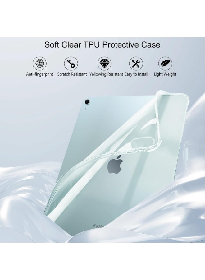 جراب شفاف لجهاز iPad Air 11 بوصة M3 وM2 (2025-2024)، والجيل الخامس/الرابع 10.9 بوصة (2022-2020)، غطاء TPU خفيف الوزن مقاوم للصدمات بحافة مرتفعة، يدعم قلم Apple Pencil Pro/الجيل الثاني/USB-C - Image 5